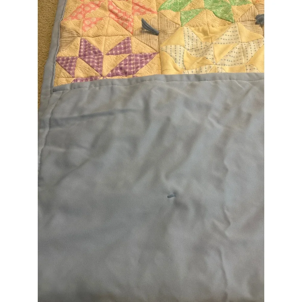 Handmade Patchwork Star Quilt Throw Blanket Gingham Polka Dot Cottagecore 58x48